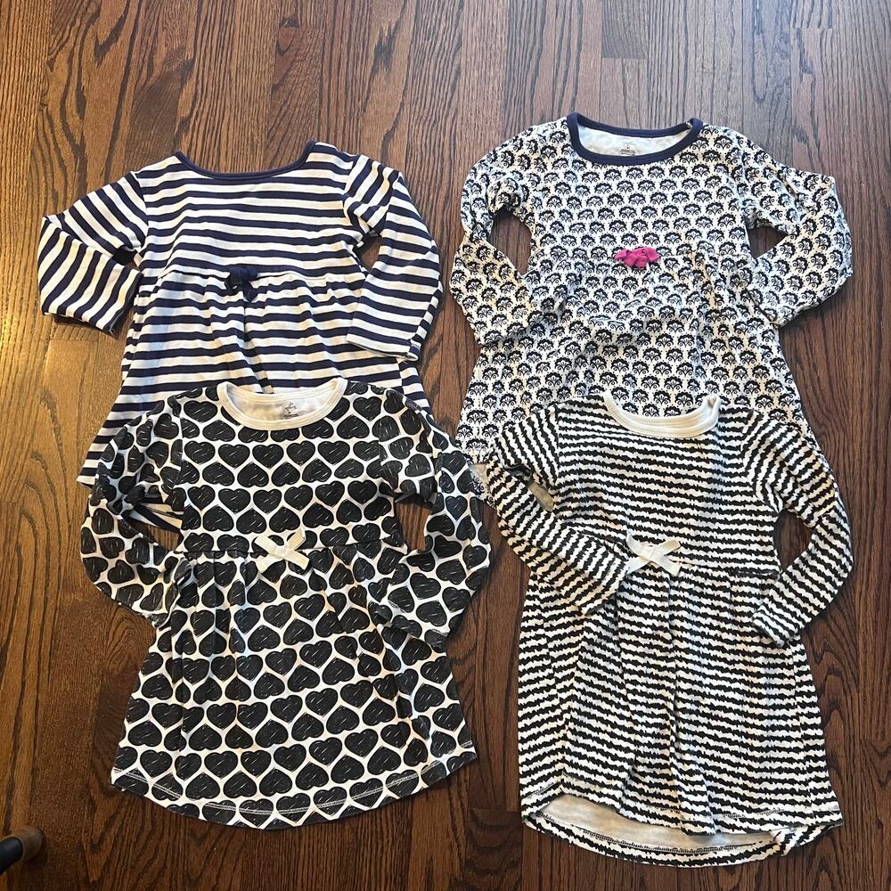 Touched by Nature Long Sleeve Patterned Organic Cotton Dress Bundle - 4T